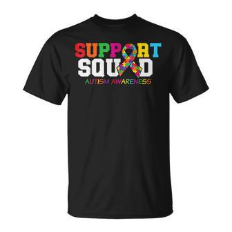 Support Squad Autism Awareness Multicolor Ribbon T-Shirt | Mazezy AU