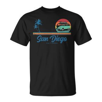 Surf California San Diego Retro Surfer T-Shirt | Mazezy