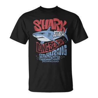 Surf Club Shark Waves Riders And Ocean Surfers Beach T-Shirt - Monsterry DE