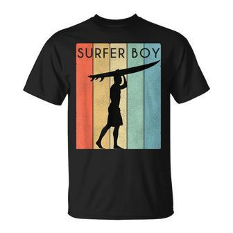 Surfer Boy Surf Illustration Surf Boy Throwback T-Shirt - Monsterry DE