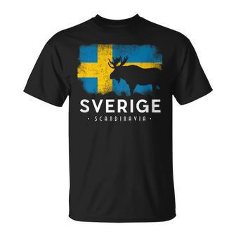 Sweden Scandinavia Swedish Elk Bull Midsomar Sverige T-Shirt - Seseable