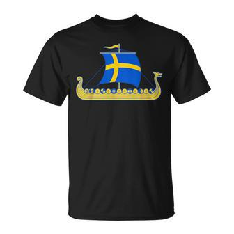 Swedish Viking Ship Sverige Sweden Flag Boat Viking T-Shirt - Monsterry CA