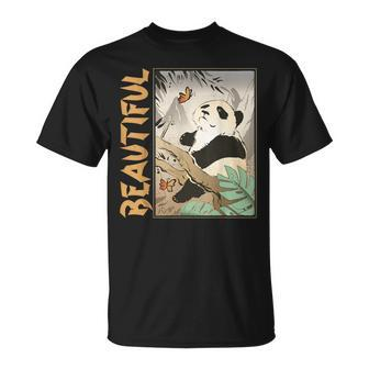 Sweet Panda Bear With Butterfly In The Mountains T-Shirt - Thegiftio UK