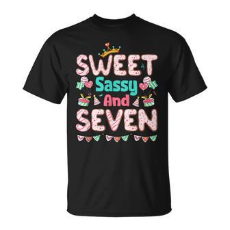 Sweet Sassy And Seven Birthday For Girls 7 Year Old T-Shirt - Monsterry CA