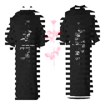T-shirt Noir Enjoy The Silence avec Roses, Mode Streetwear - Cadeauxyz