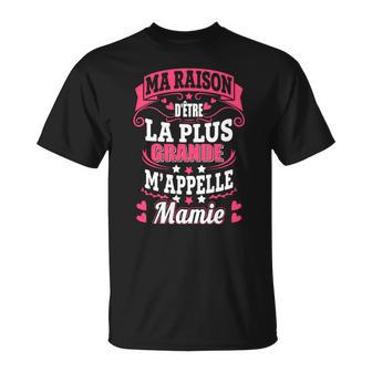 T-shirt Noir Ma Raison d'Être M'appelle Mamie, Typographie Étoilée - Cadeauxyz