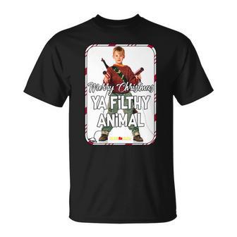 T-shirt Noir Merry Christmas Ya Filthy Animal, Réplique de Film - Cadeauxyz