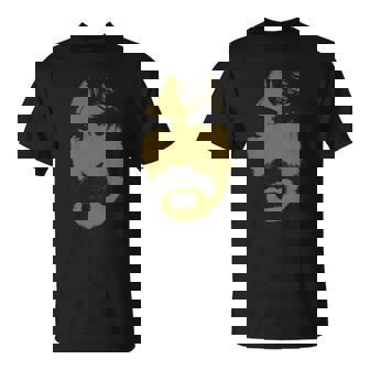 T-shirt Noir Visage Artistique Homme, Style Monochrome Doré - Cadeauxyz