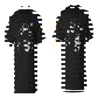 T-shirt Noir Visages Multiples, Tee Graphique pour Fans de Série - Cadeauxyz