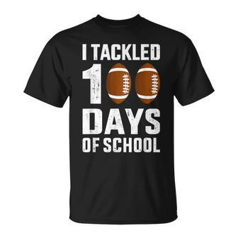 I Tackled 100 Days School 100Th Day Football Student Teacher T-Shirt - Monsterry DE