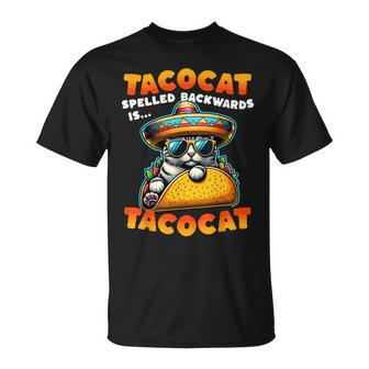 Tacocat Spelled Backwards Is Tacocat Mexican Taco Cat T-Shirt - Seseable