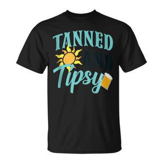Tanned And Tipsy Vacation Quote T-Shirt - Monsterry CA