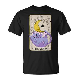Tarot Card The Moon Xviii Kawaii Goth Pastel Cat Mystical T-Shirt - Thegiftio UK