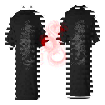 Tatouage Japonais Esthétique Dragon Rouge Symbole Kanji Japon T-Shirt - Cadeauxyz