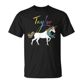 Taylor Personalized First Name Unicorn T-Shirt - Monsterry