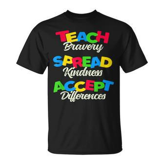 Teach Bravery Spread Kindness Accept Differences T-Shirt - Monsterry CA