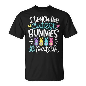 I Teach The Cutest Bunnies In The Patch Easter Eggs Teacher T-Shirt | Mazezy