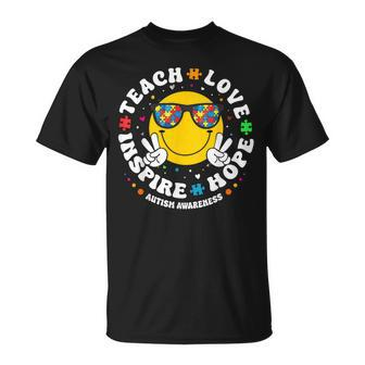 Teach Hope Love Inspire Autism Awareness For Teachers T-Shirt | Mazezy