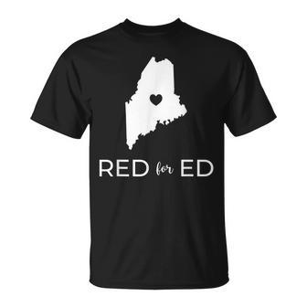 Teacher Red For Ed Maine Public Education T-Shirt - Monsterry UK