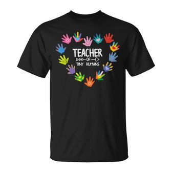 Teacher Of Tiny Humans Kindergarten Preschool Teacher T-Shirt - Monsterry