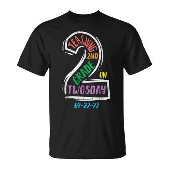 Teaching 2Nd Grade On Twosday 2-22-22 Twos Day Teacher T-Shirt - Monsterry