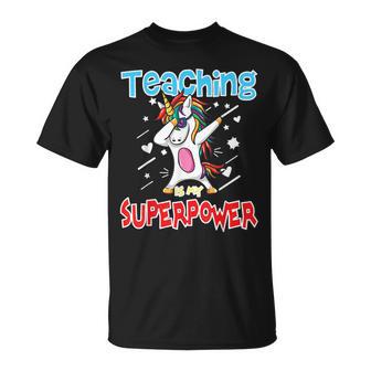 Teaching Is My Super Power For Teacher Unicorn T-Shirt - Monsterry UK