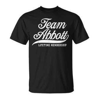 Team Abbott Lifetime Membership Family Surname Last Name T-Shirt - Seseable