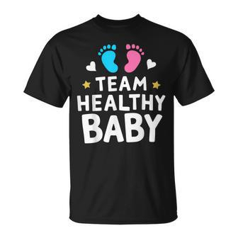 Team Healthy Baby Gender Reveal Party Announcement T-Shirt - Seseable