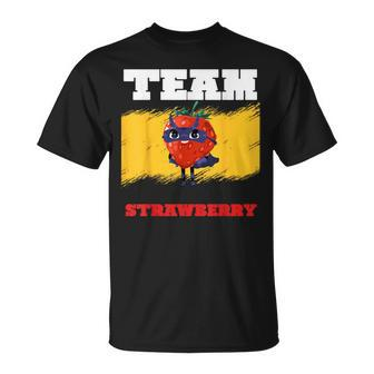 Team Strawberry Healthy Superhero Good Food T-Shirt | Mazezy