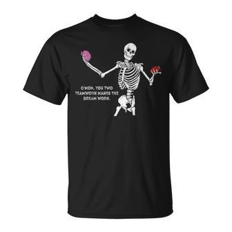 Teamwork Makes The Dreamwork Skeleton Sports Quote Team T-Shirt - Monsterry UK