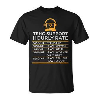 Tech Support Hourly Rate Fun It Computer Helpdesk Women T-Shirt - Seseable