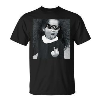 Techno Child With Tongue And Middle Finger Rave-Fun T-Shirt - Thegiftio UK