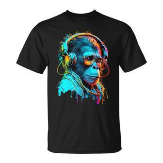 Techno-Disco Rave Monkey Dj Monkey Headphones For Festivals T-Shirt - Thegiftio UK