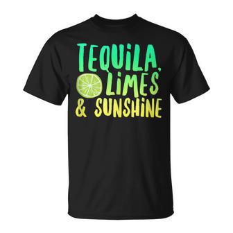 Tequila Limes Sunshine Vacation Saying Beach Quote Party T-Shirt - Monsterry