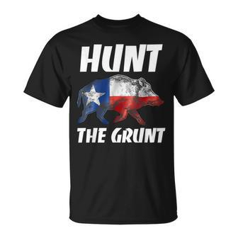 Texas Hunt The Grunt Hog Vintage Wild Boar Hunting Dad T-Shirt - Monsterry