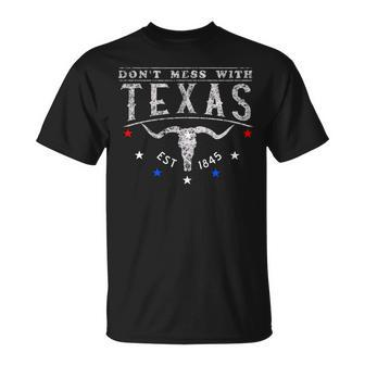 Texas Longhorn Skull Don't Mess With Us T-Shirt - Thegiftio UK