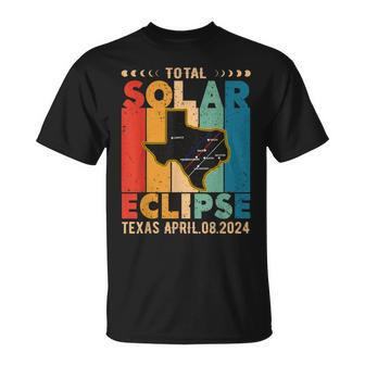 Texas Solar Eclipse Path 2024 Vintage Solar Eclipse In Texas T-Shirt | Mazezy