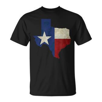 Texas State Map Flag Distressed T-Shirt - Monsterry DE