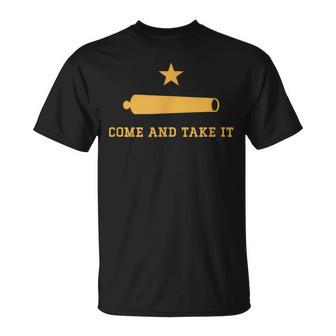 Texas State Come And Take It Historic Slogan With Canon 1836 T-Shirt - Monsterry DE