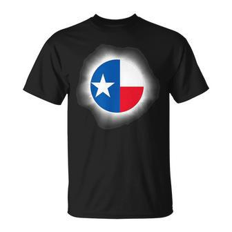 Texas Total Solar Eclipse 2024 April 8 Souvenir Texan Flag T-Shirt - Seseable