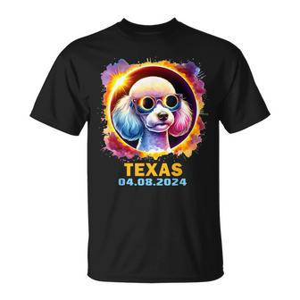 Texas Total Solar Eclipse 2024 Poodle Dog Colorful T-Shirt - Monsterry
