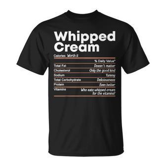 Thanksgiving Whipped Cream Nutritional Facts T-Shirt - Monsterry