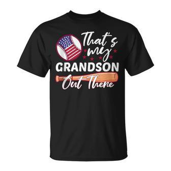 That's My Grandson Out There Baseball Flag Usa Father's Day T-Shirt - Thegiftio UK