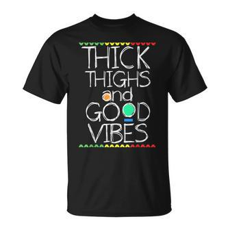 Thick Thighs And Good Vibes Cute Workout T-Shirt - Monsterry DE