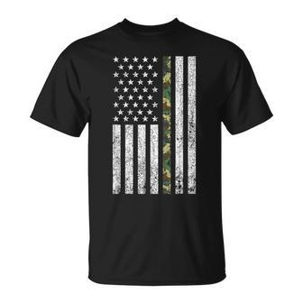 Thin Green Line Military Army Camo American Flag T T-Shirt - Monsterry