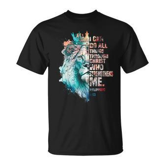 I Can Do All Things Through Christ Lion Faith Christian T-Shirt - Monsterry AU