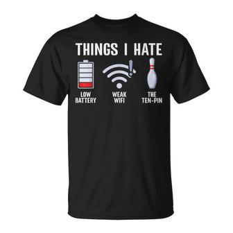 Things I Hate Bowler Ten Pin Spare Bowling Lover T-Shirt - Seseable