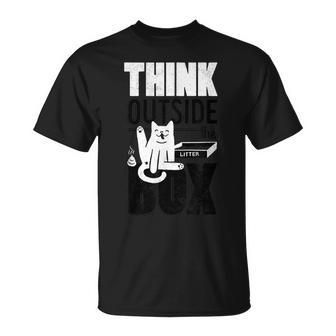Think Outside The Litter Box Cat Kitty Butt Poop Lick T-Shirt - Monsterry DE