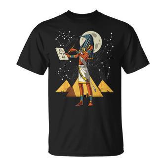 Thoth Egyptian God Ancient Egyptian Pyramids Ankh Symbol T-Shirt - Monsterry