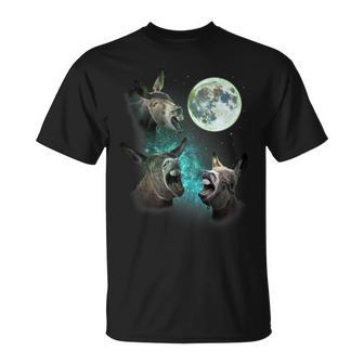 Three Donkeys Howl At Moon 3 Wolfs Wolves Parody T-Shirt - Monsterry